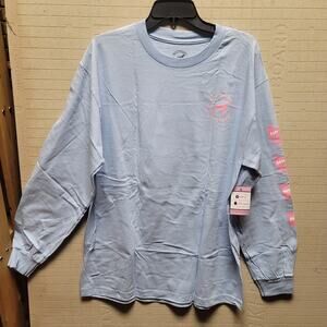 Southern Girl Prep NEW Long Sleeve Shirt Cotton LARGE Baby Blue Pink